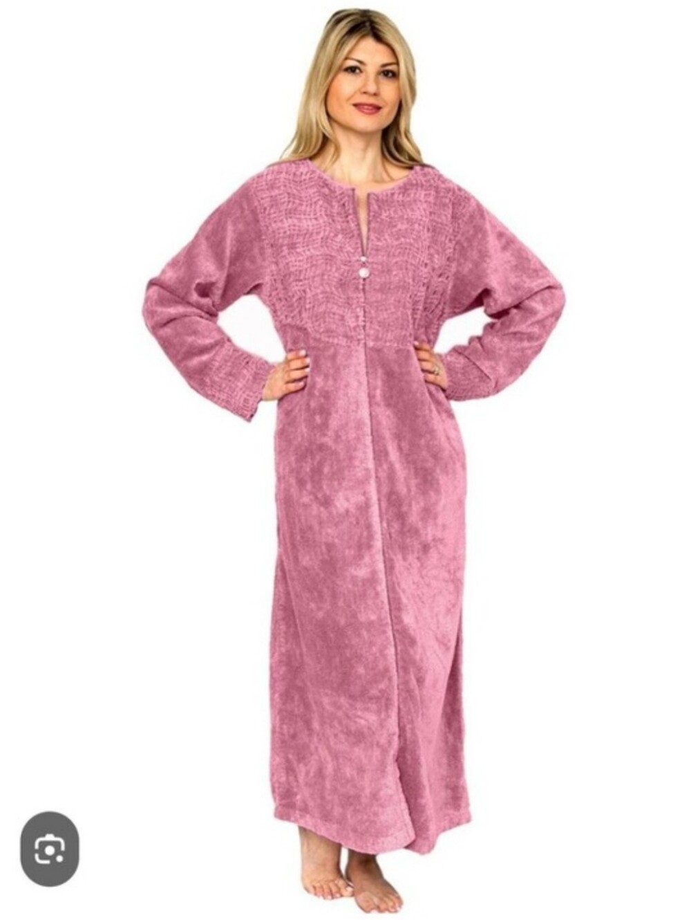 Vintage Barbie Pink Chenille Long Zip Bath Robe Or House Robe